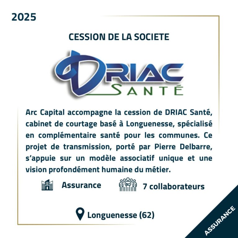Cession DRIAC Santé - Références Arc Capital